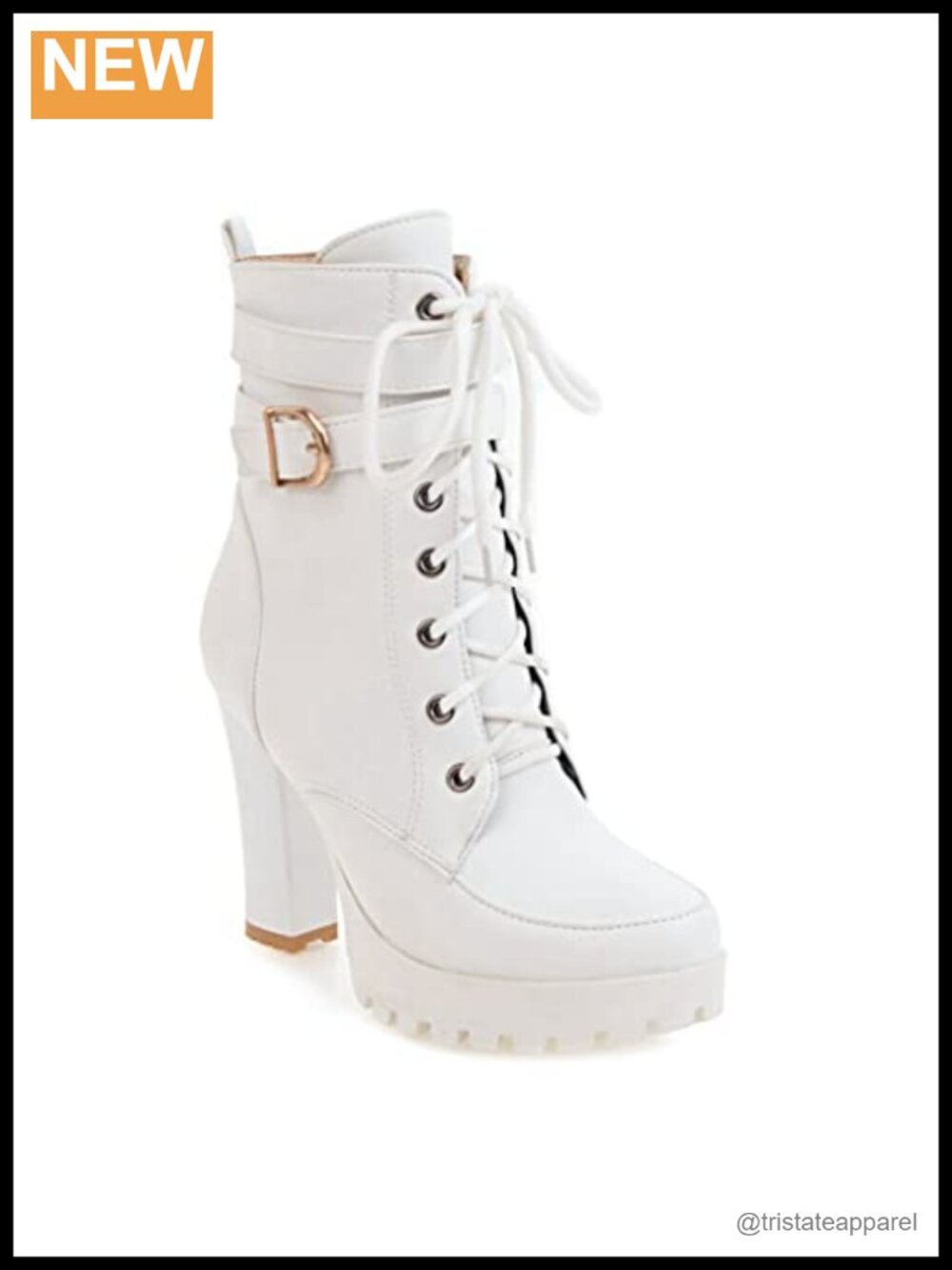 Women's Round Toe Platform Ankle Boots Lace Up Chunky Block High Heel Dress